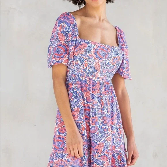 Lovestitch Pink and Blue Smocked Midi Sundress - Picture 1 of 4